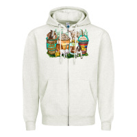 Oatmeal Heather goats coffee cups Zipper Hoodie - Zillion Design Studio