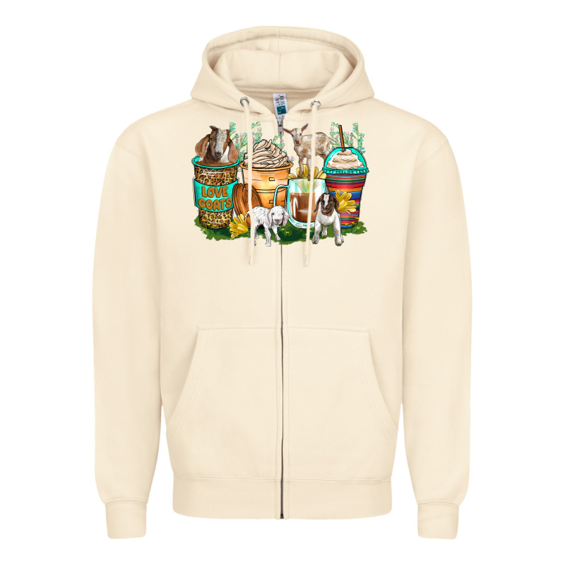 Goats Coffee Cups Zipper Hoodie by Zillion Design Studio | Teevron