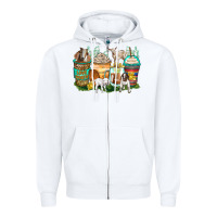 White goats coffee cups Zipper Hoodie - Zillion Design Studio
