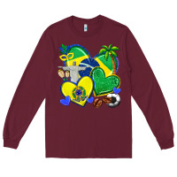 Burgundy brazil hearts Long Sleeve Tee - texasbilliewilder