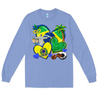 Colony Blue brazil hearts Long Sleeve Tee - texasbilliewilder