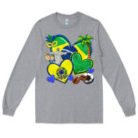 Heather Grey brazil hearts Long Sleeve Tee - texasbilliewilder