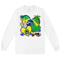 White brazil hearts Long Sleeve Tee - texasbilliewilder