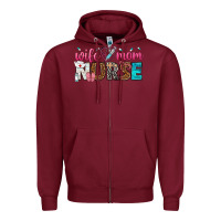 Burgundy wife mom nurse Zipper Hoodie - texasbilliewilder