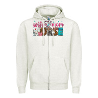 Oatmeal Heather wife mom nurse Zipper Hoodie - texasbilliewilder
