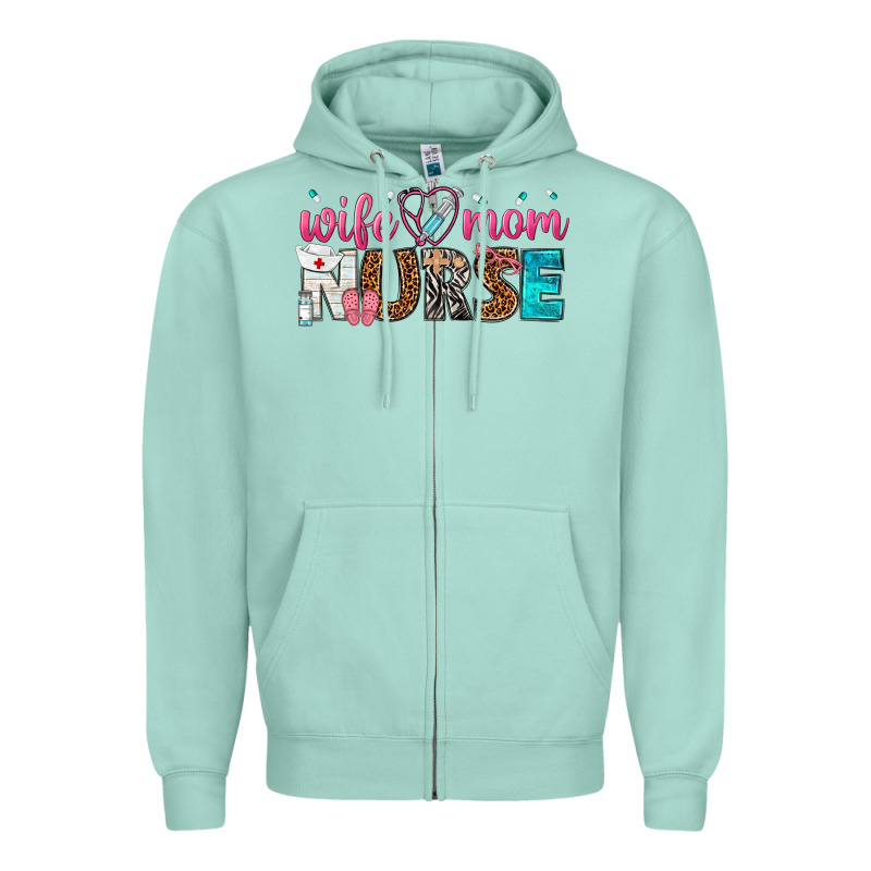 Wife Mom Nurse Zipper Hoodie by texasbilliewilder | Teevron