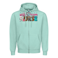 Seafoam wife mom nurse Zipper Hoodie - texasbilliewilder