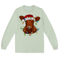 Matcha Christmas baby red angus calf with lights Long Sleeve Tee - RanaPortraitStore