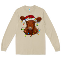 Mushroom Christmas baby red angus calf with lights Long Sleeve Tee - RanaPortraitStore