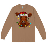 Toasted Coconut Christmas baby red angus calf with lights Long Sleeve Tee - RanaPortraitStore
