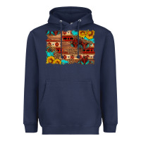 Navy aztec and leopard background Heavyweight Hoodie - HRA Design Shop