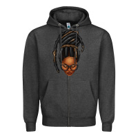 Charcoal Heather afro woman faux jumbo locs Zipper Hoodie - texasbilliewilder