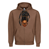 Chestnut afro woman faux jumbo locs Zipper Hoodie - texasbilliewilder