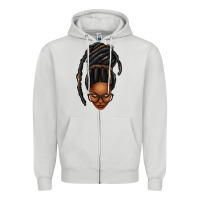 Dove Grey afro woman faux jumbo locs Zipper Hoodie - texasbilliewilder