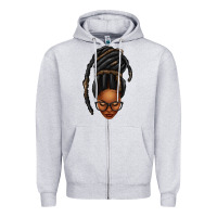Heather Grey afro woman faux jumbo locs Zipper Hoodie - texasbilliewilder