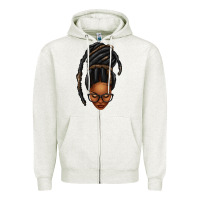 Oatmeal Heather afro woman faux jumbo locs Zipper Hoodie - texasbilliewilder