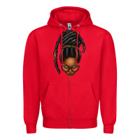 Red afro woman faux jumbo locs Zipper Hoodie - texasbilliewilder