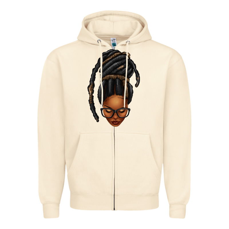 Afro Woman Faux Jumbo Locs Zipper Hoodie by texasbilliewilder | Teevron