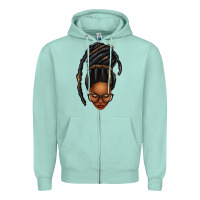 Seafoam afro woman faux jumbo locs Zipper Hoodie - texasbilliewilder