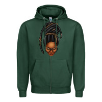 Sports Green afro woman faux jumbo locs Zipper Hoodie - texasbilliewilder