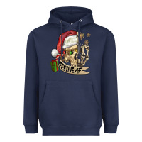 Navy festive af christmas skull Heavyweight Hoodie - FaDigitalArtStudio