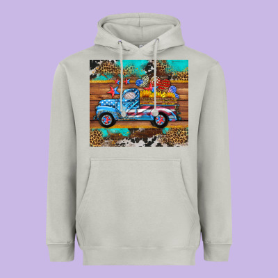 Western  American Truck Sunflowers  Mousepad Heavyweight Hoodie Designed By Hra Design Shop