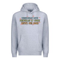Heather Grey physically here mentally at home with my dog Premium Hoodie - MaliasSmallBusiness