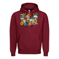 Burgundy bull skull coffee cups Zipper Hoodie - Zillion Design Studio