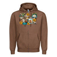 Chestnut bull skull coffee cups Zipper Hoodie - Zillion Design Studio