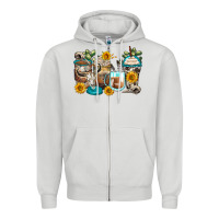 Dove Grey bull skull coffee cups Zipper Hoodie - Zillion Design Studio