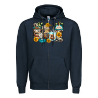 Navy bull skull coffee cups Zipper Hoodie - Zillion Design Studio