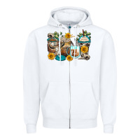 White bull skull coffee cups Zipper Hoodie - Zillion Design Studio