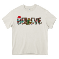 Cream Believe Christmas Heavy Core Tee - CowhideDigitalArt