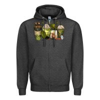 Charcoal Heather army coffee cups Zipper Hoodie - Zillion Design Studio