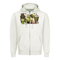 Oatmeal Heather army coffee cups Zipper Hoodie - Zillion Design Studio