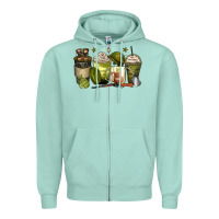 Seafoam army coffee cups Zipper Hoodie - Zillion Design Studio