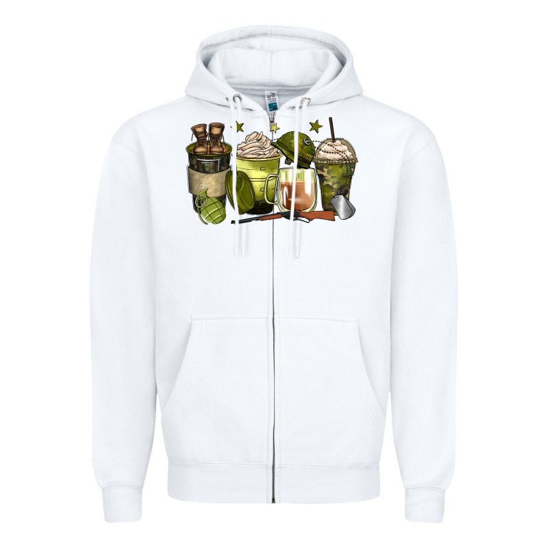 Army Coffee Cups Zipper Hoodie by Zillion Design Studio | Teevron