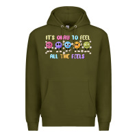 Army Green it's okay to feel all the feels Premium Hoodie - MaliasSmallBusiness