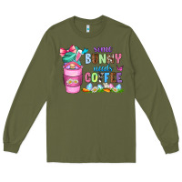 Army Green some bunny needs coffee with gnomes Long Sleeve Tee - Zillion Design Studio