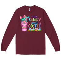 Burgundy some bunny needs coffee with gnomes Long Sleeve Tee - Zillion Design Studio