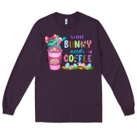 Plum some bunny needs coffee with gnomes Long Sleeve Tee - Zillion Design Studio