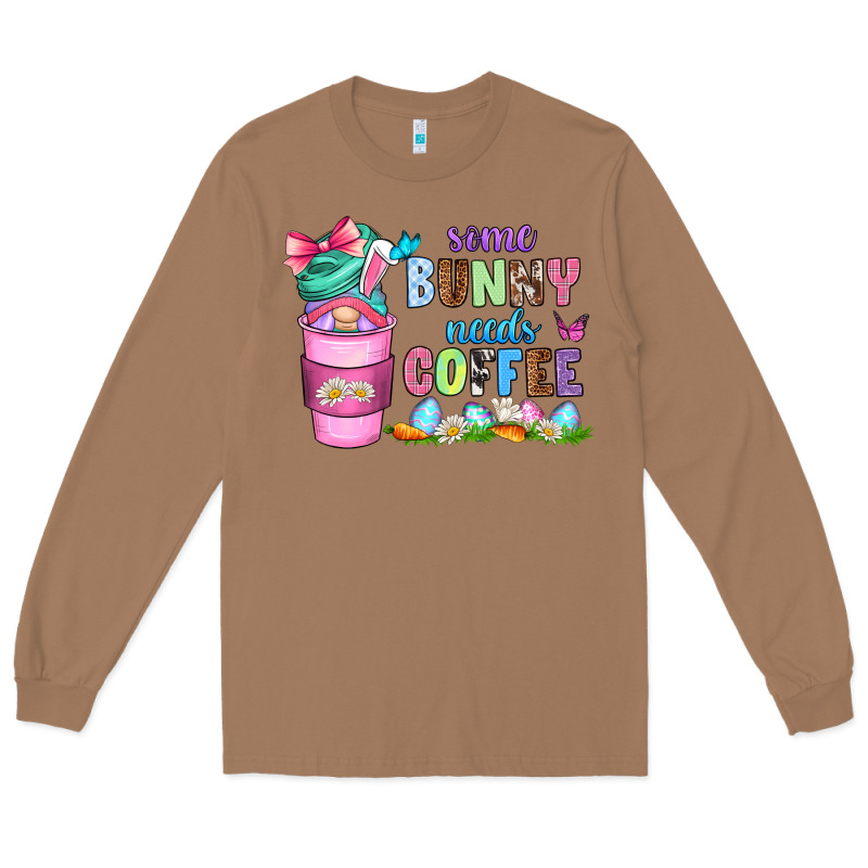 Some Bunny Needs Coffee With Gnomes Long Sleeve Tee by Zillion Design Studio | Teevron