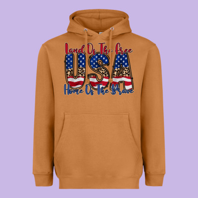 Land Of The Free Usa Heavyweight Hoodie Designed By Racoondesign
