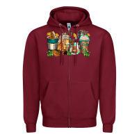Burgundy horses coffee cups Zipper Hoodie - Zillion Design Studio