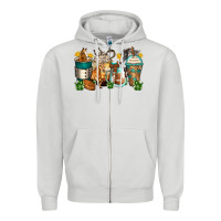 Dove Grey horses coffee cups Zipper Hoodie - Zillion Design Studio