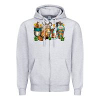 Heather Grey horses coffee cups Zipper Hoodie - Zillion Design Studio