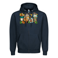 Navy horses coffee cups Zipper Hoodie - Zillion Design Studio