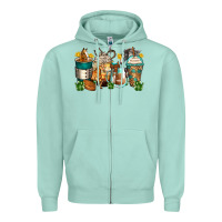 Seafoam horses coffee cups Zipper Hoodie - Zillion Design Studio