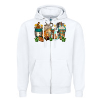 White horses coffee cups Zipper Hoodie - Zillion Design Studio