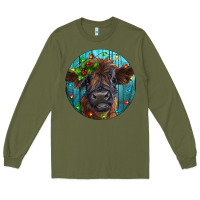 Army Green Calf Christmas Long Sleeve Tee - RanaPortraitStore